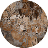 8' Rust And Gray Abstract Distressed Washable Round Rug With UV Protection - HomeRoots - Flyclothing LLC