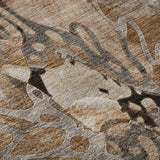 8' Rust And Gray Abstract Distressed Washable Round Rug With UV Protection - HomeRoots - Flyclothing LLC