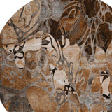 8' Rust And Gray Abstract Distressed Washable Round Rug With UV Protection - HomeRoots - Flyclothing LLC