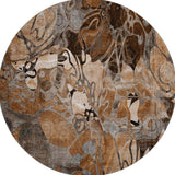 8' Rust And Gray Abstract Distressed Washable Round Rug With UV Protection - HomeRoots - Flyclothing LLC