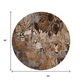 8' Rust And Gray Abstract Distressed Washable Round Rug With UV Protection - HomeRoots - Flyclothing LLC