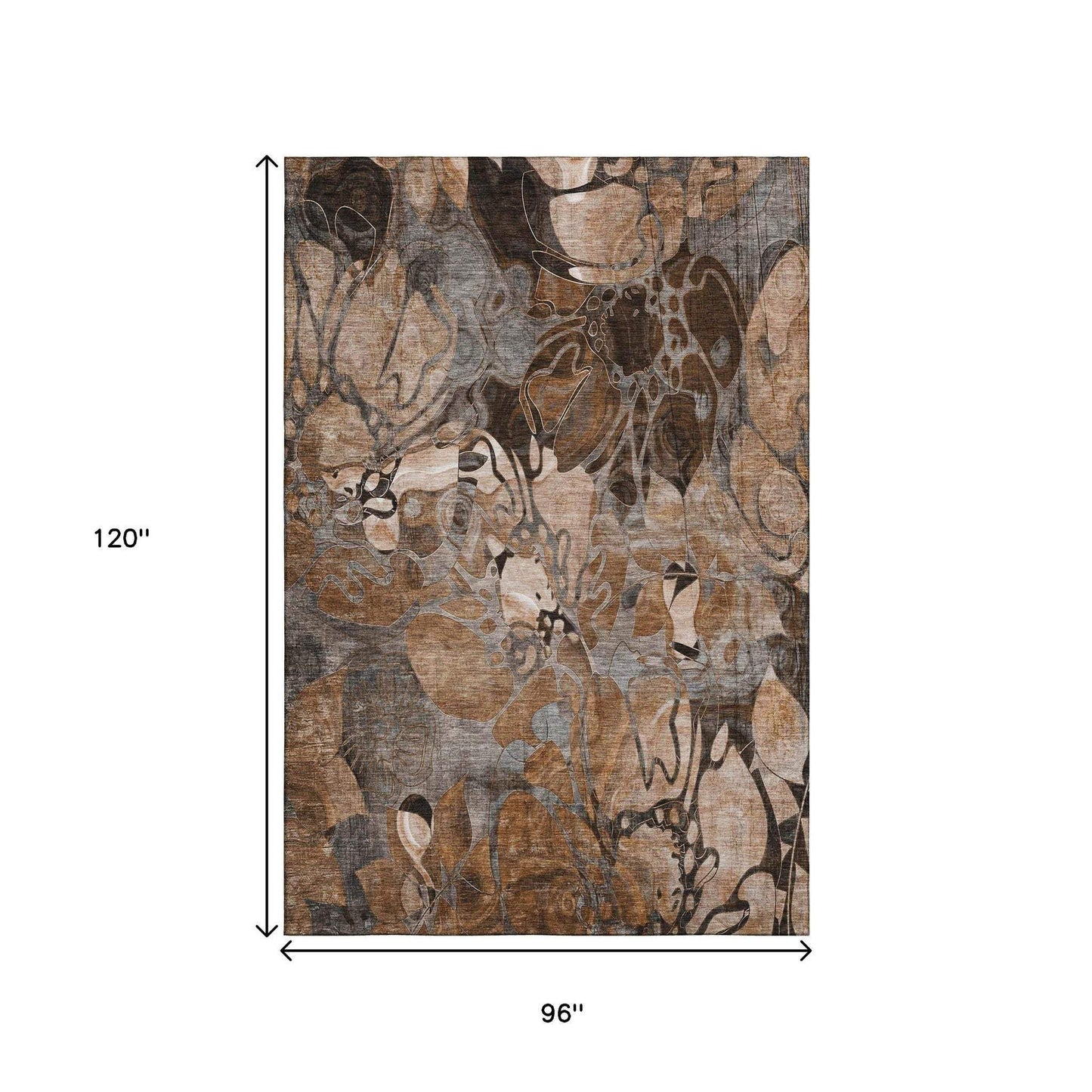 8' X 10' Rust And Gray Abstract Distressed Washable Area Rug With UV Protection - HomeRoots - Flyclothing LLC