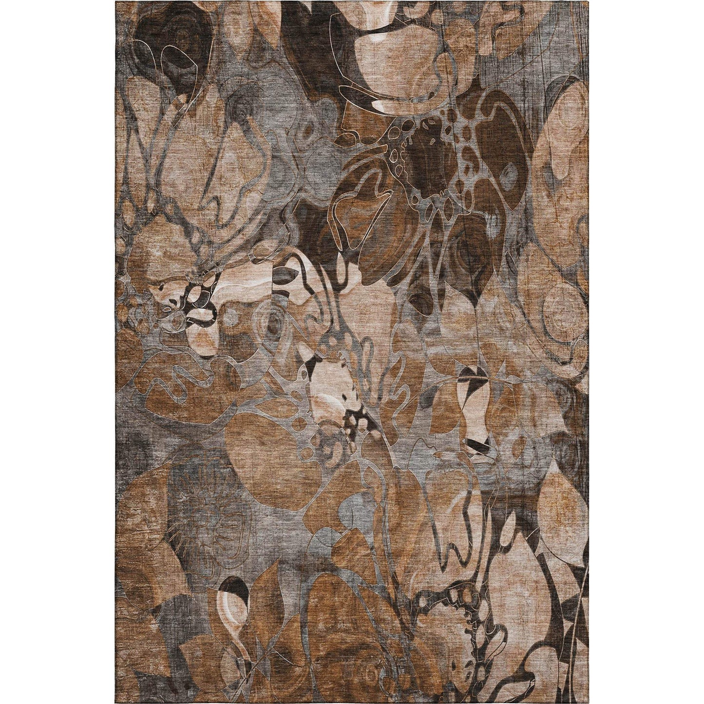 9' X 12' Rust And Gray Abstract Distressed Washable Area Rug With UV Protection - HomeRoots - Flyclothing LLC