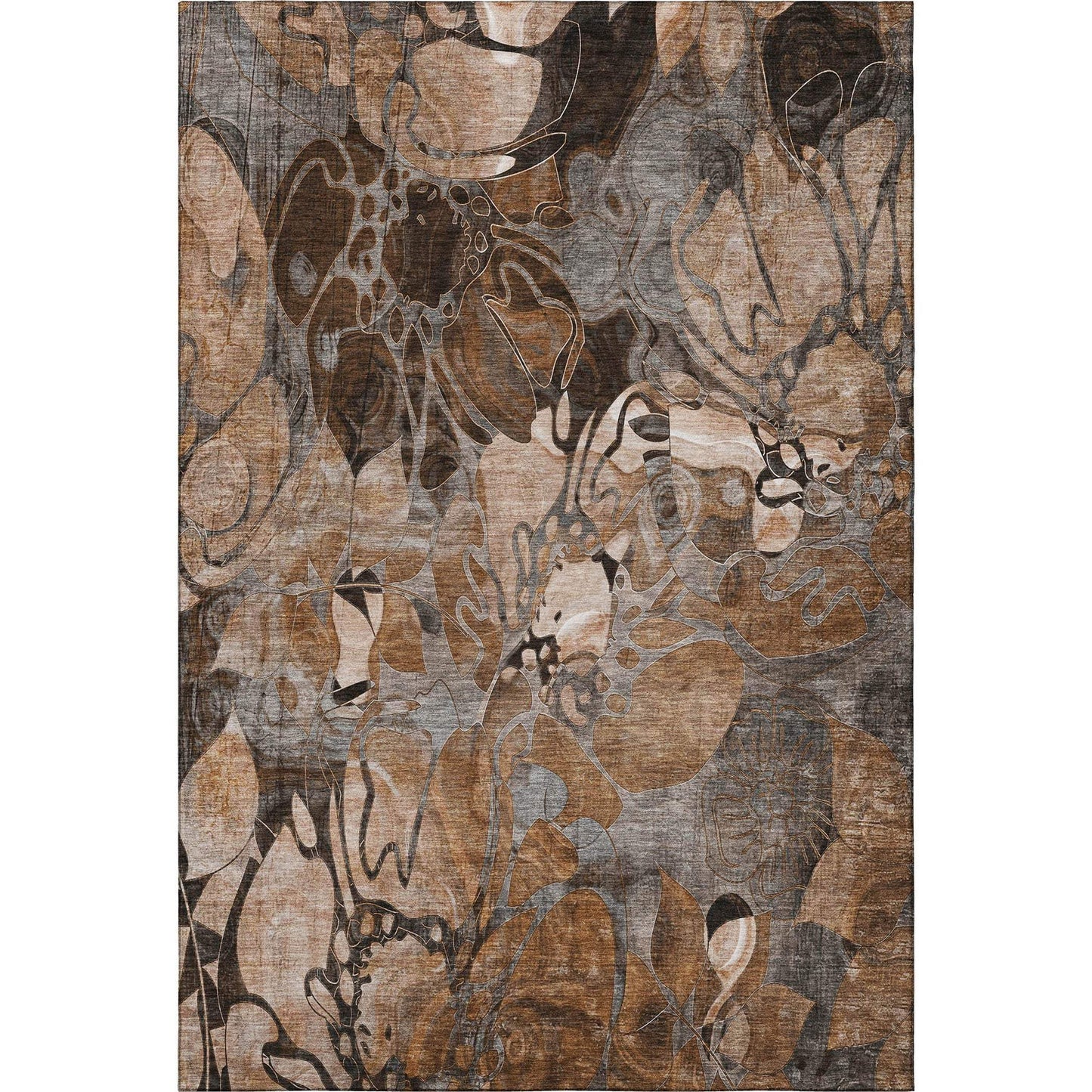9' X 12' Rust And Gray Abstract Distressed Washable Area Rug With UV Protection - HomeRoots - Flyclothing LLC