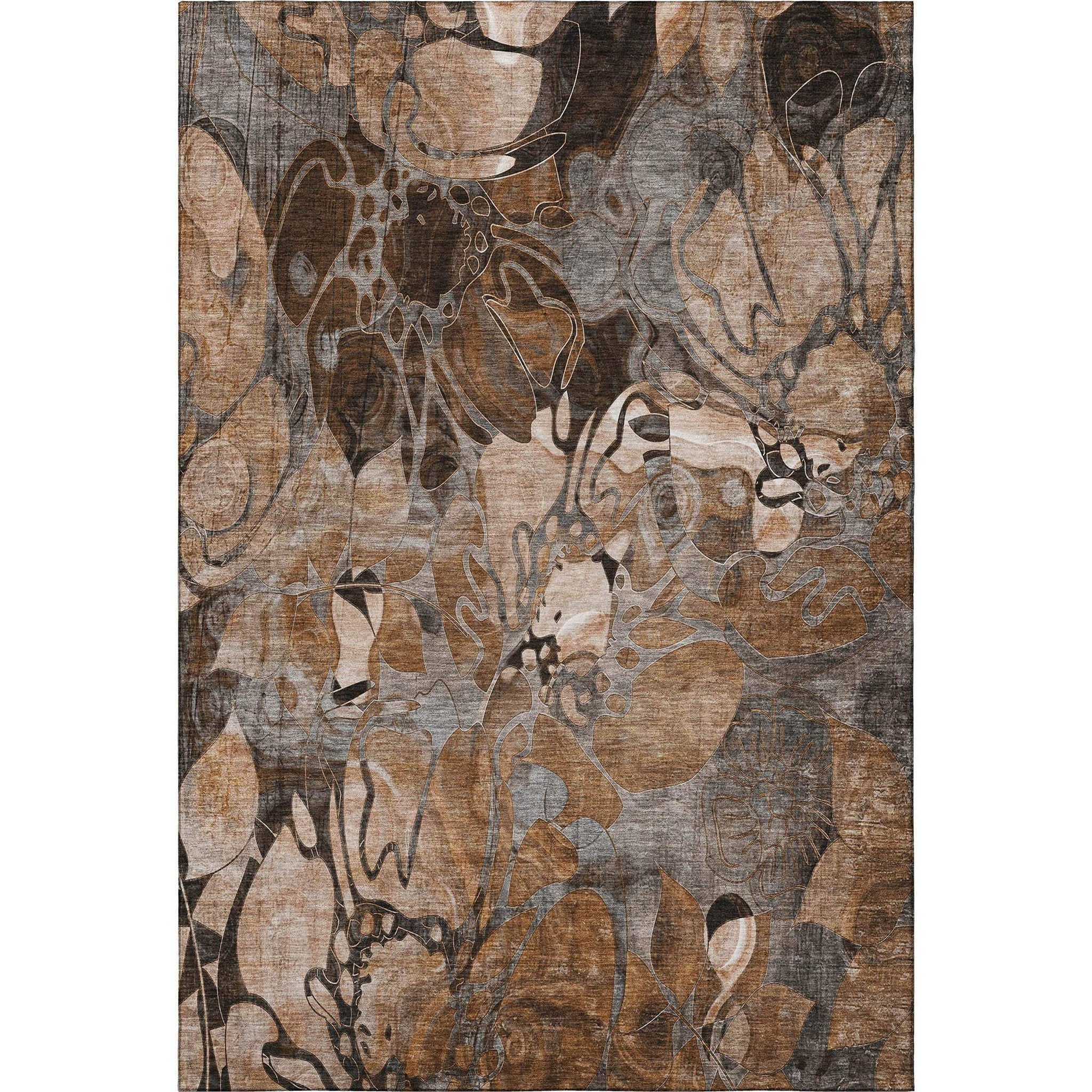 9' X 12' Rust And Gray Abstract Distressed Washable Area Rug With UV Protection - HomeRoots - Flyclothing LLC