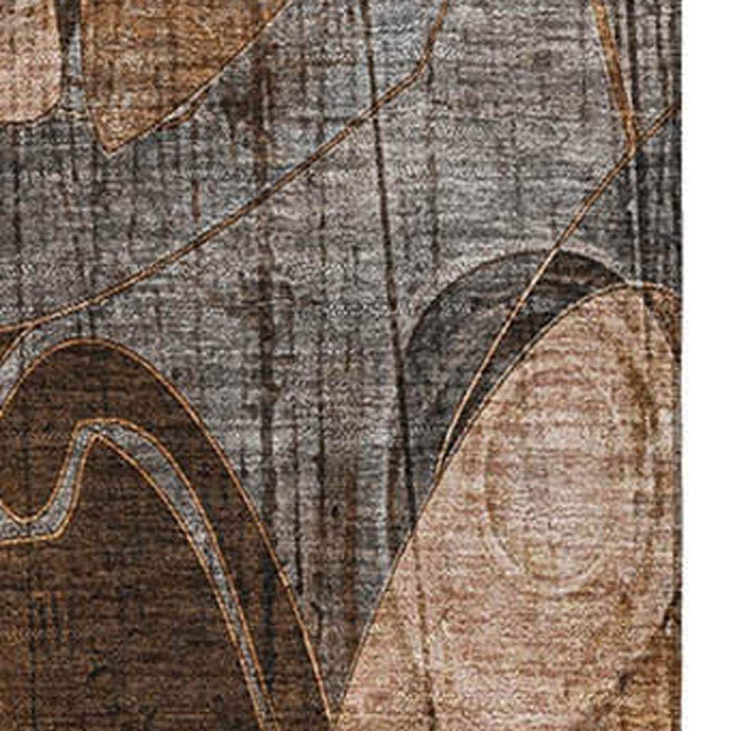 10' X 14' Rust And Gray Abstract Distressed Washable Area Rug With UV Protection - HomeRoots - Flyclothing LLC