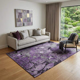 5' X 8' Purple And Ivory Abstract Distressed Washable Area Rug With UV Protection - HomeRoots - Flyclothing LLC