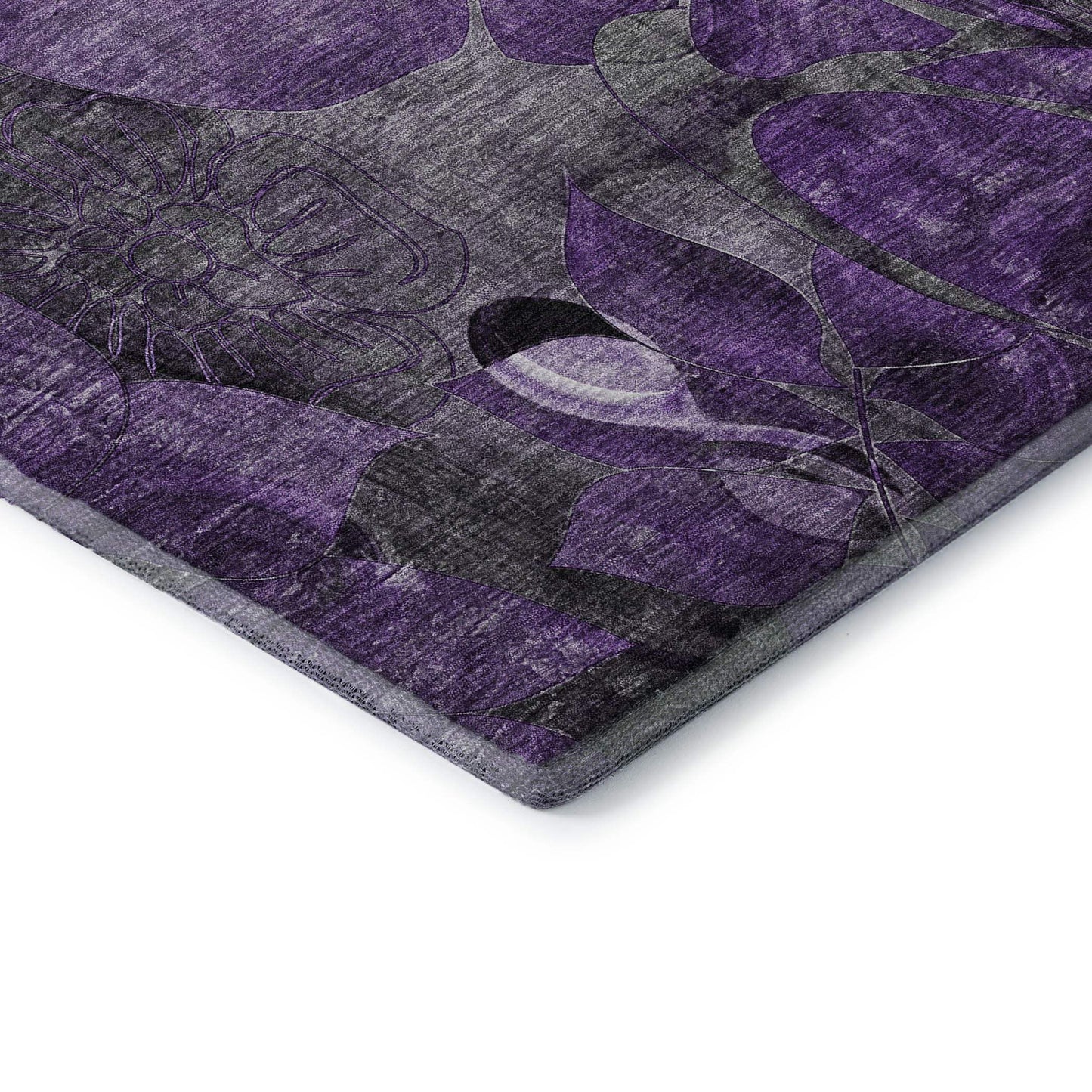 9' X 12' Purple And Ivory Abstract Distressed Washable Area Rug With UV Protection - HomeRoots - Flyclothing LLC