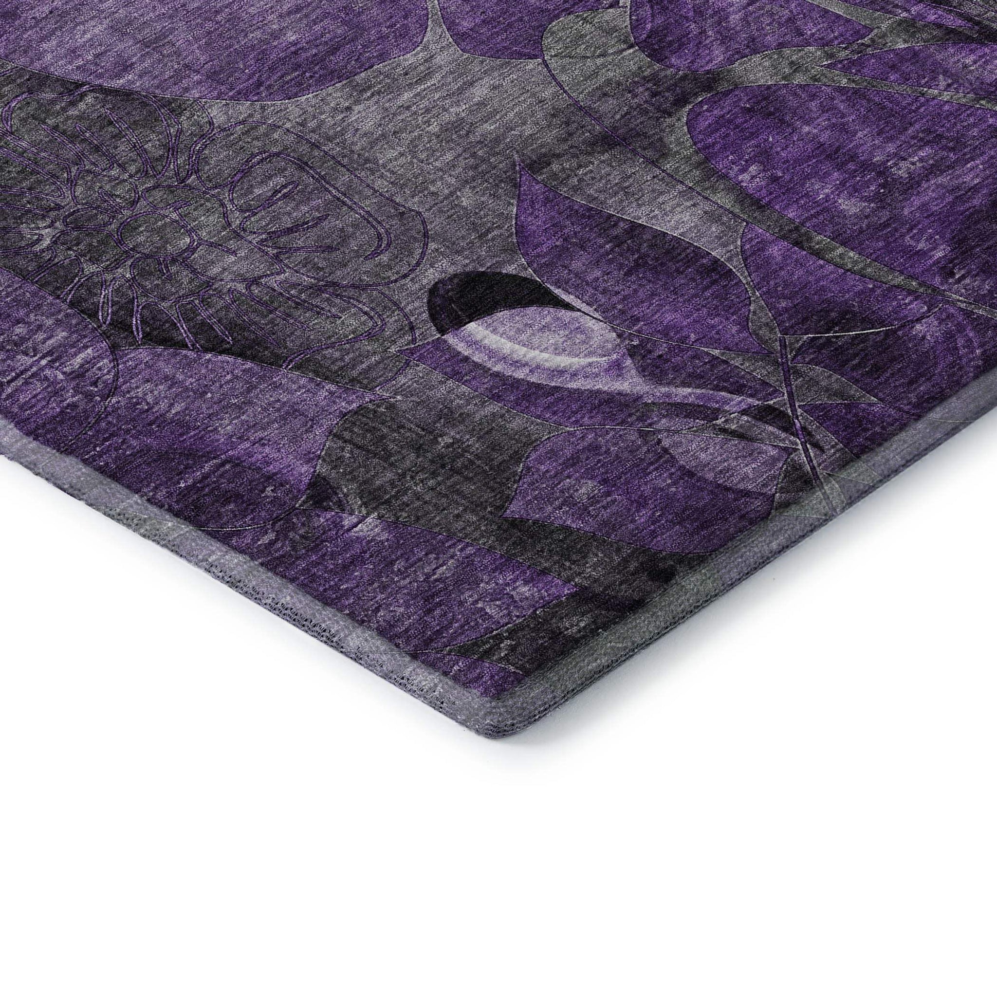9' X 12' Purple And Ivory Abstract Distressed Washable Area Rug With UV Protection - HomeRoots - Flyclothing LLC