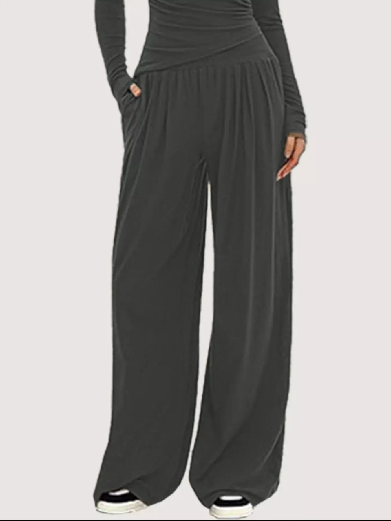 Casual Long Sleeve Top and Wide Leg Pants Set - Trendsi - Flyclothing LLC