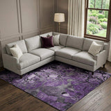 10' X 14' Purple And Ivory Abstract Distressed Washable Area Rug With UV Protection - HomeRoots - Flyclothing LLC