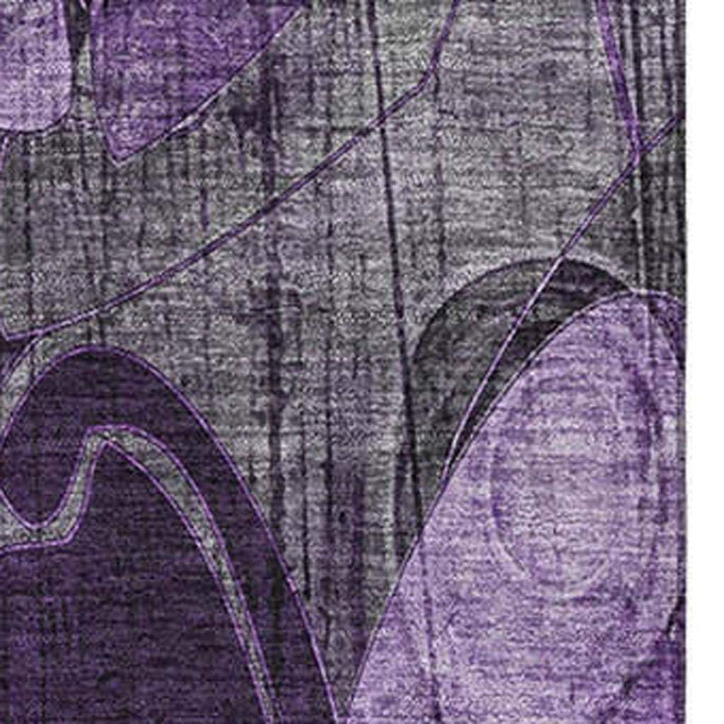 10' X 14' Purple And Ivory Abstract Distressed Washable Area Rug With UV Protection - HomeRoots - Flyclothing LLC