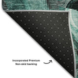 5' X 8' Teal And Gray Abstract Distressed Washable Area Rug With UV Protection - HomeRoots - Flyclothing LLC
