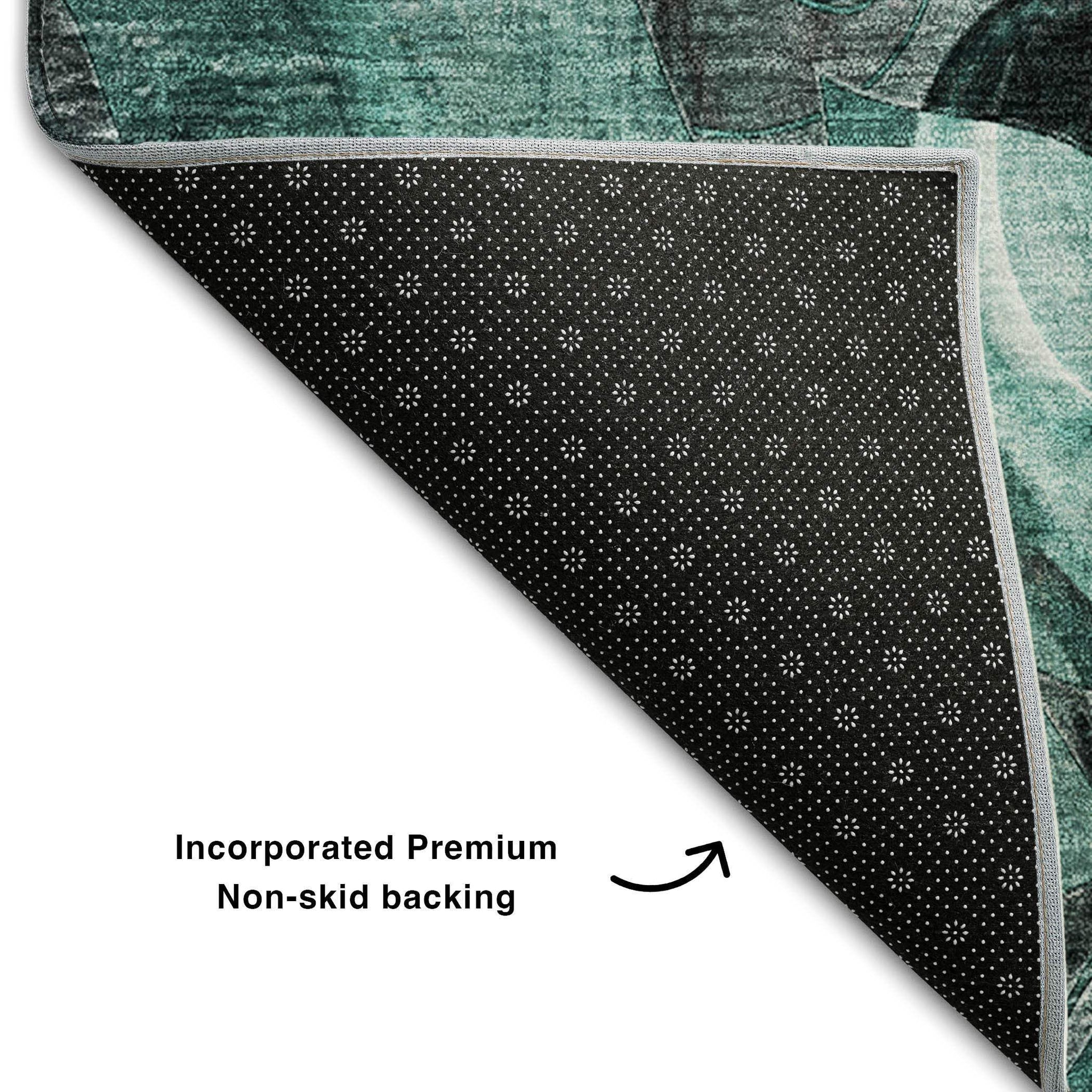 5' X 8' Teal And Gray Abstract Distressed Washable Area Rug With UV Protection - HomeRoots - Flyclothing LLC
