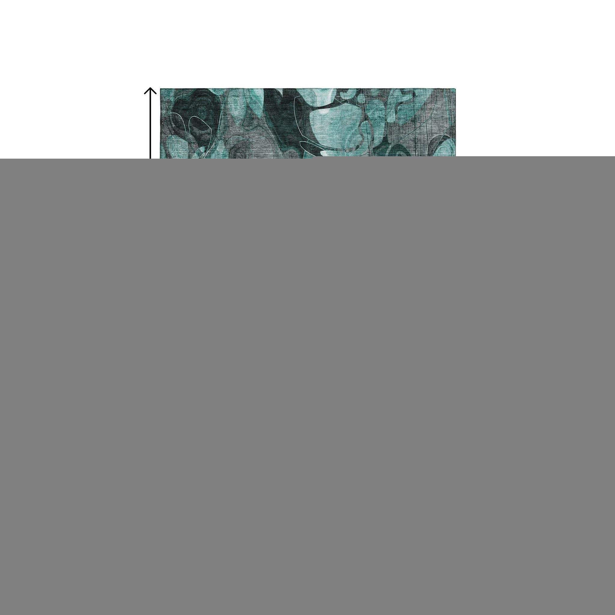 8' X 10' Teal And Gray Abstract Distressed Washable Area Rug With UV Protection - HomeRoots - Flyclothing LLC