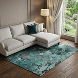 8' X 10' Teal And Gray Abstract Distressed Washable Area Rug With UV Protection - HomeRoots - Flyclothing LLC