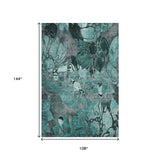 9' X 12' Teal And Gray Abstract Distressed Washable Area Rug With UV Protection - HomeRoots - Flyclothing LLC