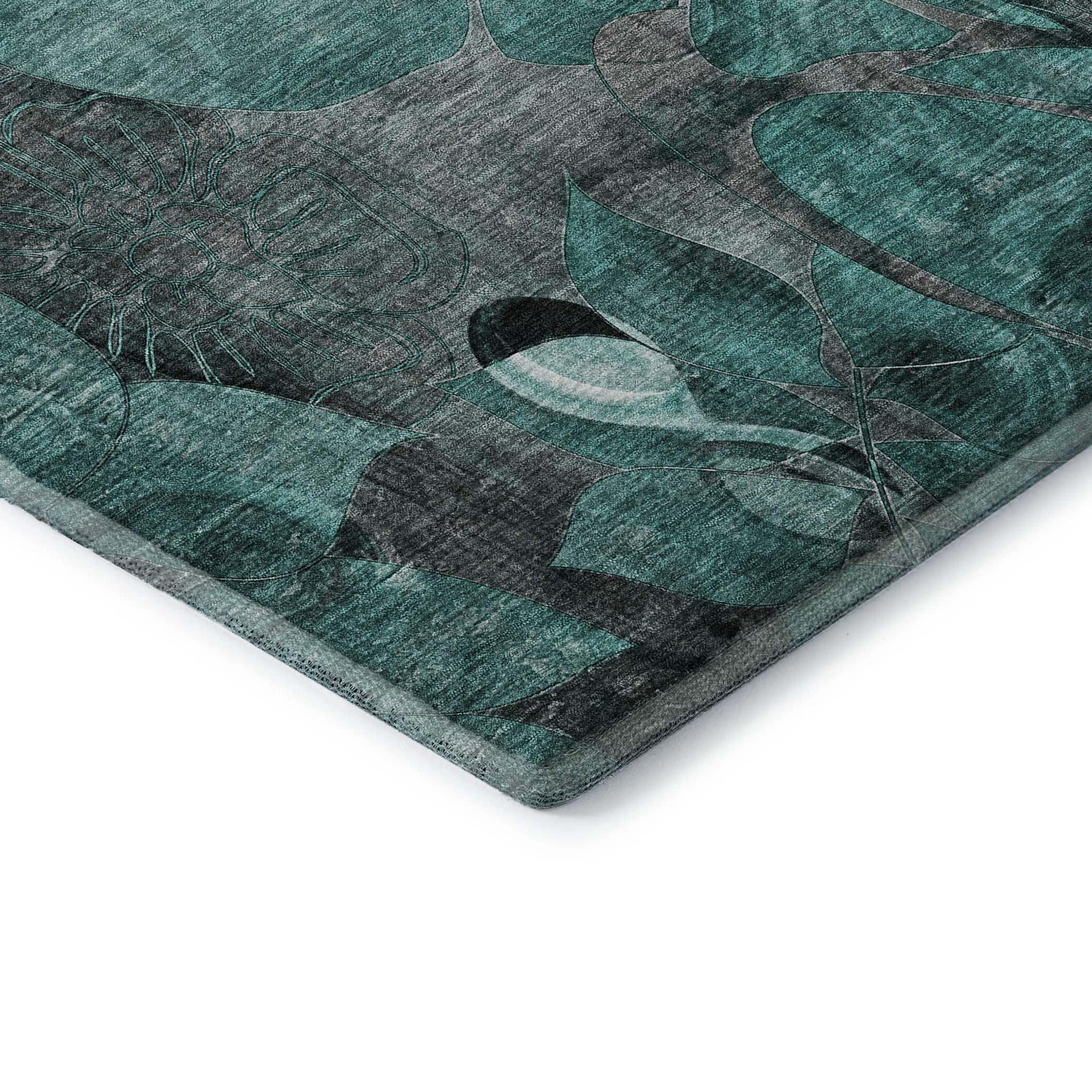 10' X 14' Teal And Gray Abstract Distressed Washable Area Rug With UV Protection - HomeRoots - Flyclothing LLC
