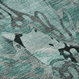 10' X 14' Teal And Gray Abstract Distressed Washable Area Rug With UV Protection - HomeRoots - Flyclothing LLC