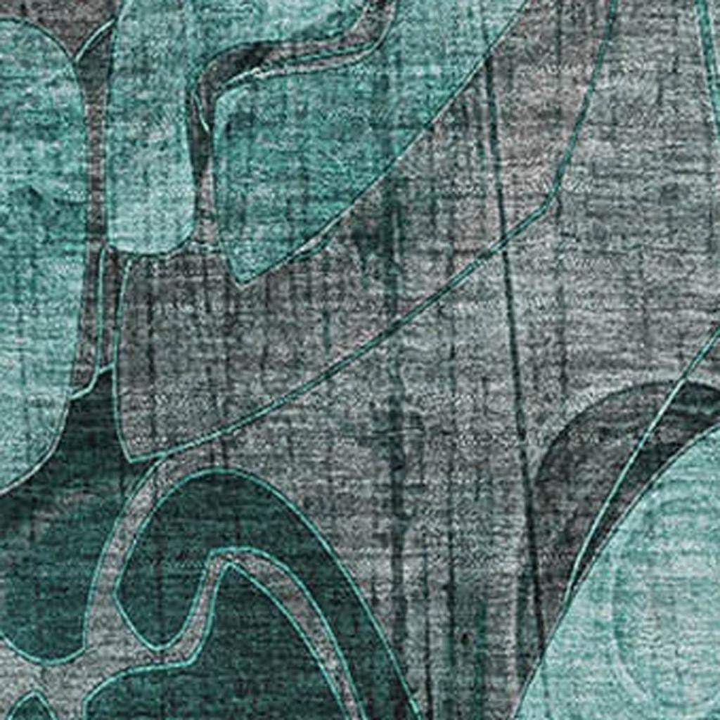 10' X 14' Teal And Gray Abstract Distressed Washable Area Rug With UV Protection - HomeRoots - Flyclothing LLC