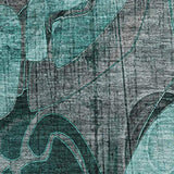 10' X 14' Teal And Gray Abstract Distressed Washable Area Rug With UV Protection - HomeRoots - Flyclothing LLC