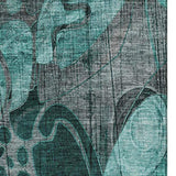 10' X 14' Teal And Gray Abstract Distressed Washable Area Rug With UV Protection - HomeRoots - Flyclothing LLC