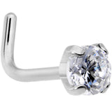 20G 1/4 Clear 3mm CZ Gem Grade 23 Titanium L Shaped Nose Ring - BodyCandy - Flyclothing LLC
