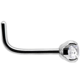 20G 1/4 Clear 3mm CZ Gem Grade 23 Titanium L Shaped Nose Ring - BodyCandy - Flyclothing LLC