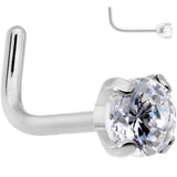 20G 1/4 Clear 3mm CZ Gem Grade 23 Titanium L Shaped Nose Ring - BodyCandy - Flyclothing LLC