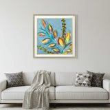 Vibrant Blue And Yellow Modern Floral Giclee Silver Framed Wall Art - Homeroots - Flyclothing LLC