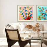 Vibrant Pink And Blue Modern Floral Giclee Silver Framed Wall Art - Homeroots - Flyclothing LLC