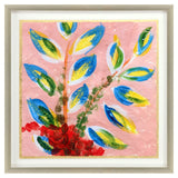 Vibrant Pink And Blue Modern Floral Giclee Silver Framed Wall Art - Homeroots - Flyclothing LLC