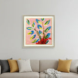 Vibrant Pink And Blue Modern Floral Giclee Silver Framed Wall Art - Homeroots - Flyclothing LLC