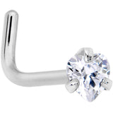 20G Clear 3mm CZ Heart Gem Grade 23 Titanium L Shaped Nose Ring - BodyCandy - Flyclothing LLC