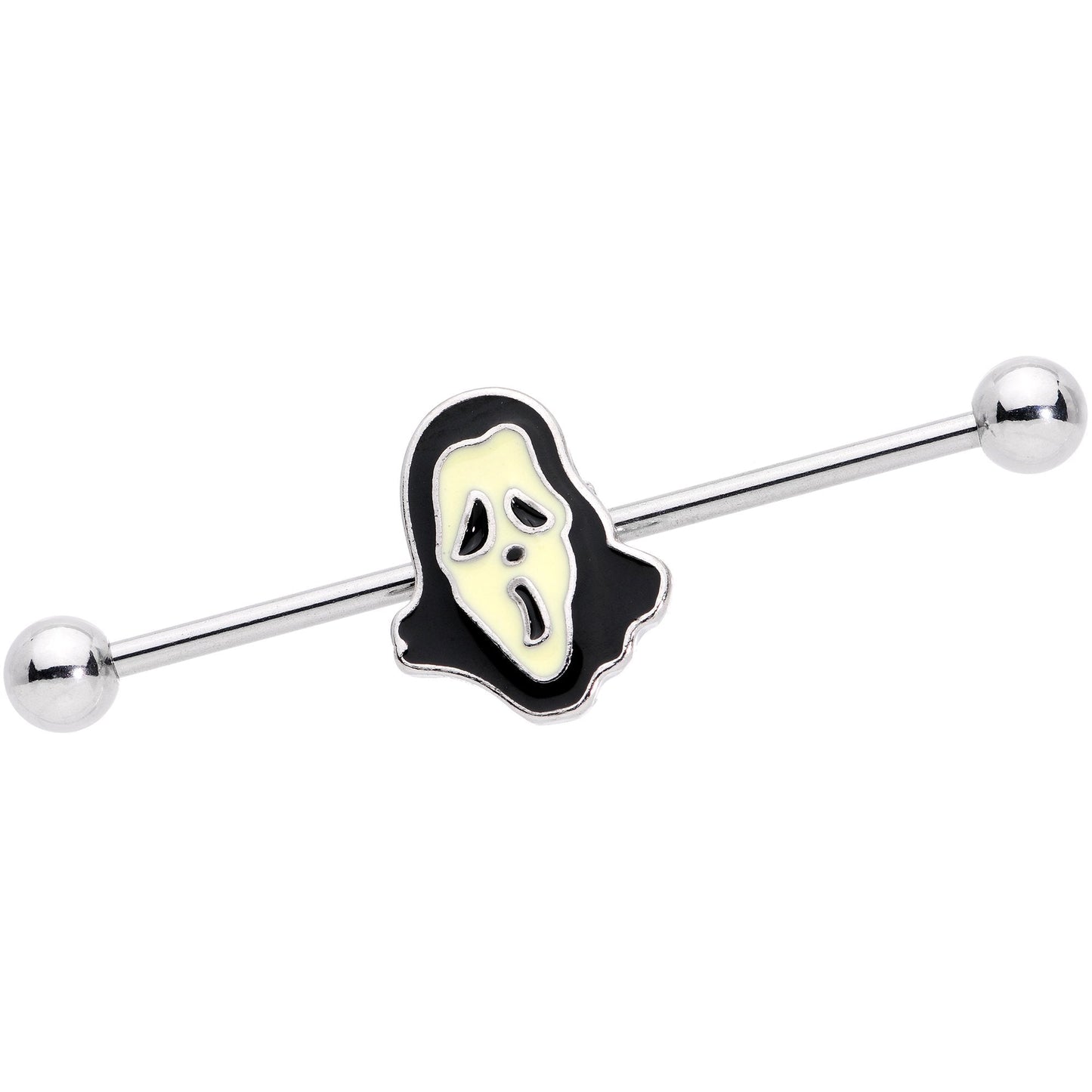 14G Glow in the Dark Ghost Straight Industrial Barbell 38mm - BodyCandy - Flyclothing LLC