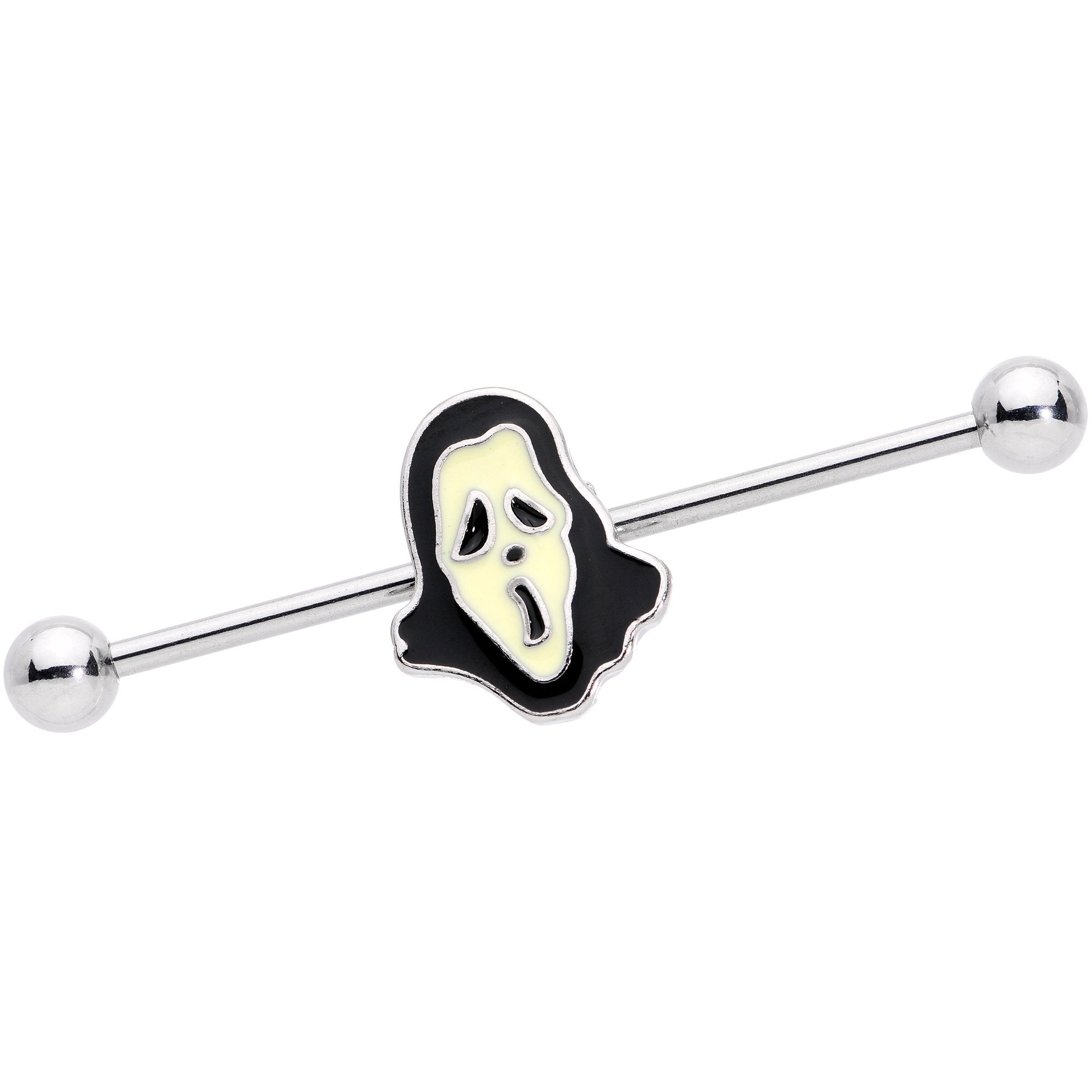 14G Glow in the Dark Ghost Straight Industrial Barbell 38mm - BodyCandy - Flyclothing LLC