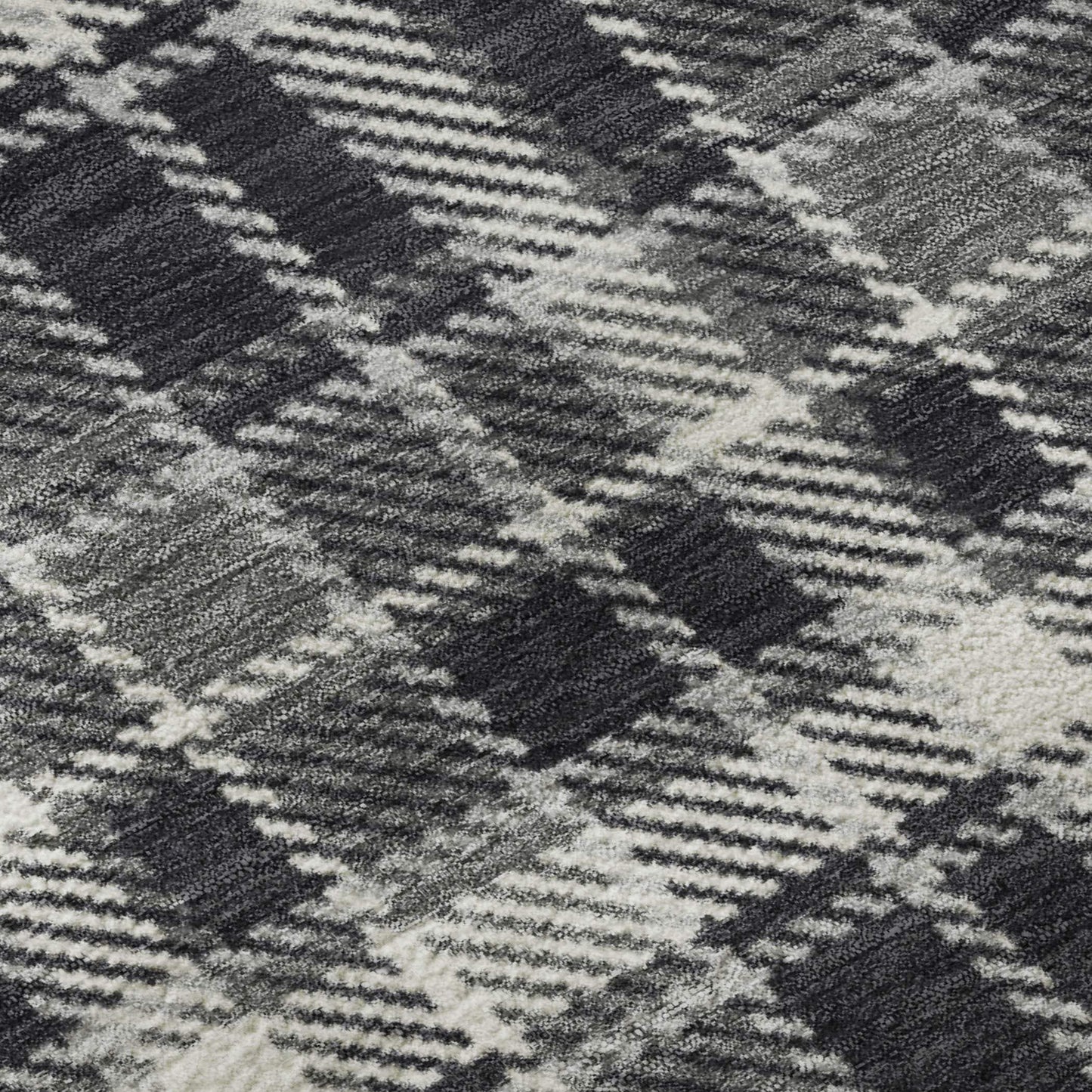 3' X 5' Black And Ivory Plaid Washable Area Rug With UV Protection - HomeRoots - Flyclothing LLC