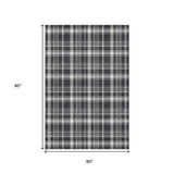 5' X 8' Black And Ivory Plaid Washable Area Rug With UV Protection - HomeRoots - Flyclothing LLC