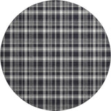 8' Black And Ivory Plaid Washable Round Rug With UV Protection - HomeRoots - Flyclothing LLC