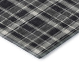 8' Black And Ivory Plaid Washable Round Rug With UV Protection - HomeRoots - Flyclothing LLC