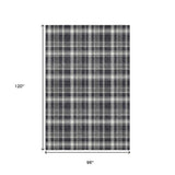 8' X 10' Black And Ivory Plaid Washable Area Rug With UV Protection - HomeRoots - Flyclothing LLC