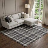 8' X 10' Black And Ivory Plaid Washable Area Rug With UV Protection - HomeRoots - Flyclothing LLC