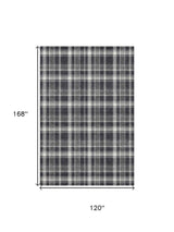 10' X 14' Black And Ivory Plaid Washable Area Rug With UV Protection - HomeRoots - Flyclothing LLC