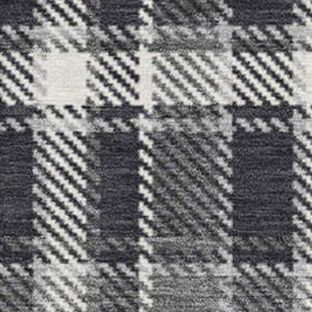 10' X 14' Black And Ivory Plaid Washable Area Rug With UV Protection - HomeRoots - Flyclothing LLC