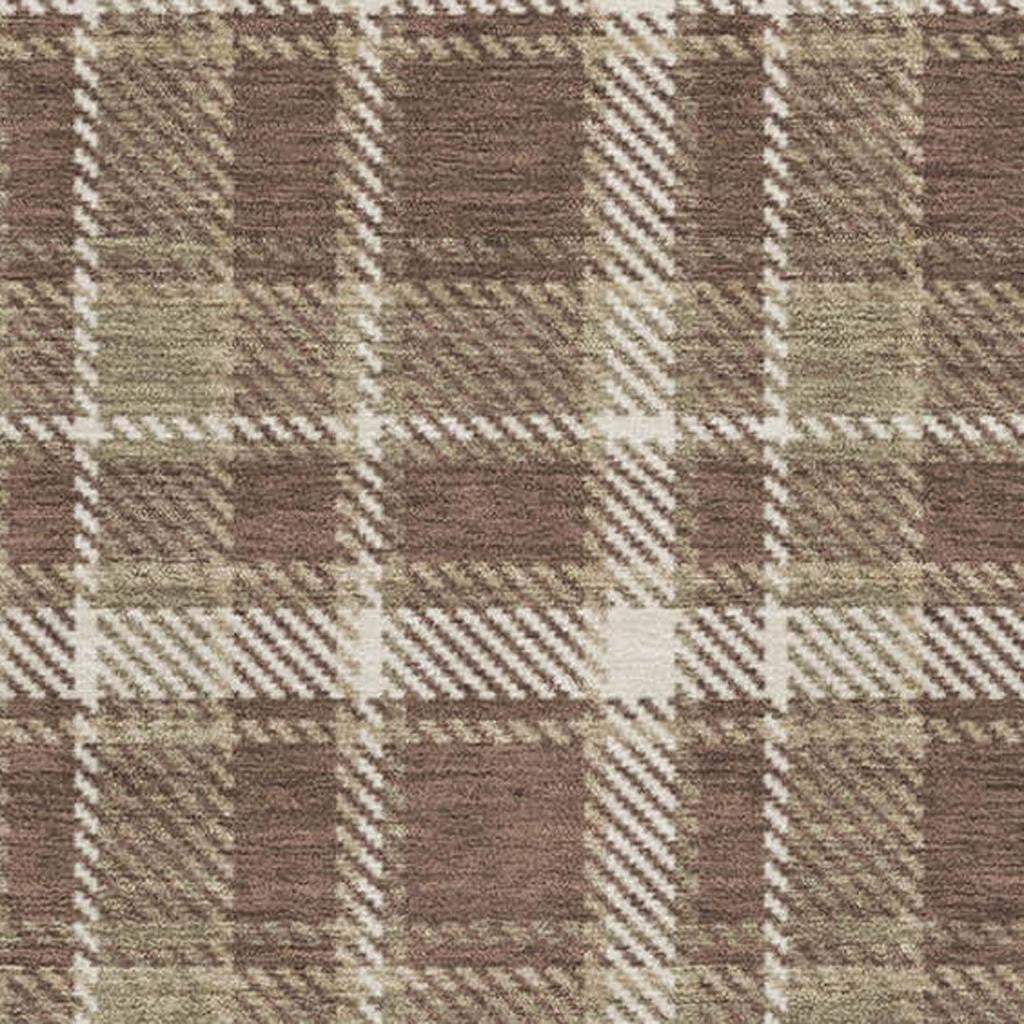 3' X 5' Chocolate And Ivory Plaid Washable Area Rug With UV Protection - HomeRoots - Flyclothing LLC
