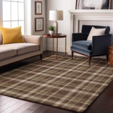 5' X 8' Chocolate And Ivory Plaid Washable Area Rug With UV Protection - HomeRoots - Flyclothing LLC