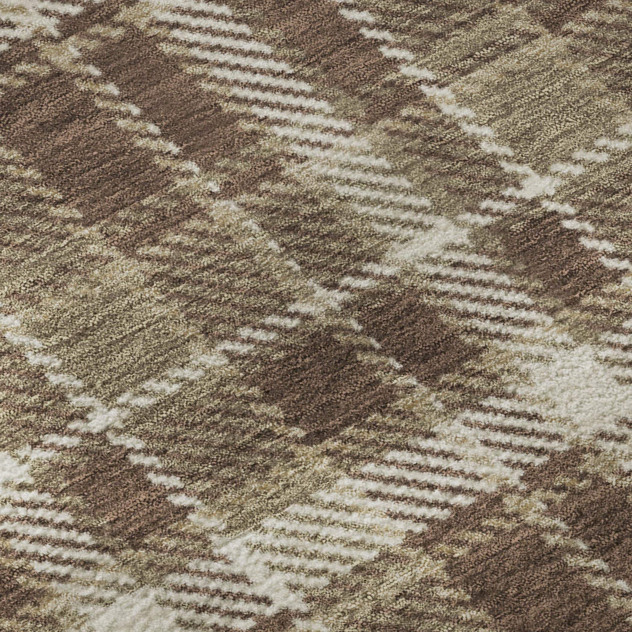5' X 8' Chocolate And Ivory Plaid Washable Area Rug With UV Protection - HomeRoots - Flyclothing LLC