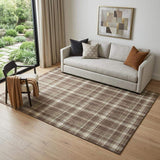 5' X 8' Chocolate And Ivory Plaid Washable Area Rug With UV Protection - HomeRoots - Flyclothing LLC