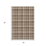 5' X 8' Chocolate And Ivory Plaid Washable Area Rug With UV Protection - HomeRoots - Flyclothing LLC