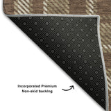 8' Chocolate And Ivory Plaid Washable Round Rug With UV Protection - HomeRoots - Flyclothing LLC